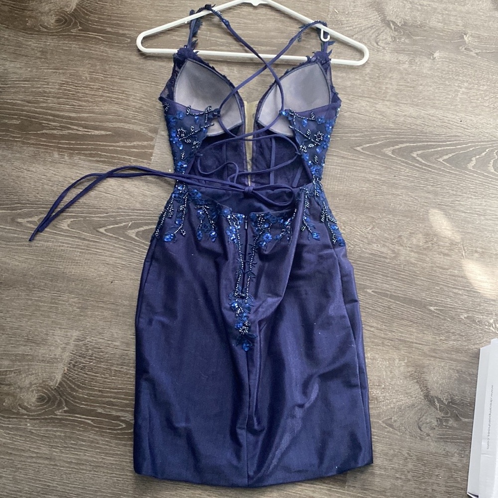 Navy blue beaded dress - Picture 2 of 4